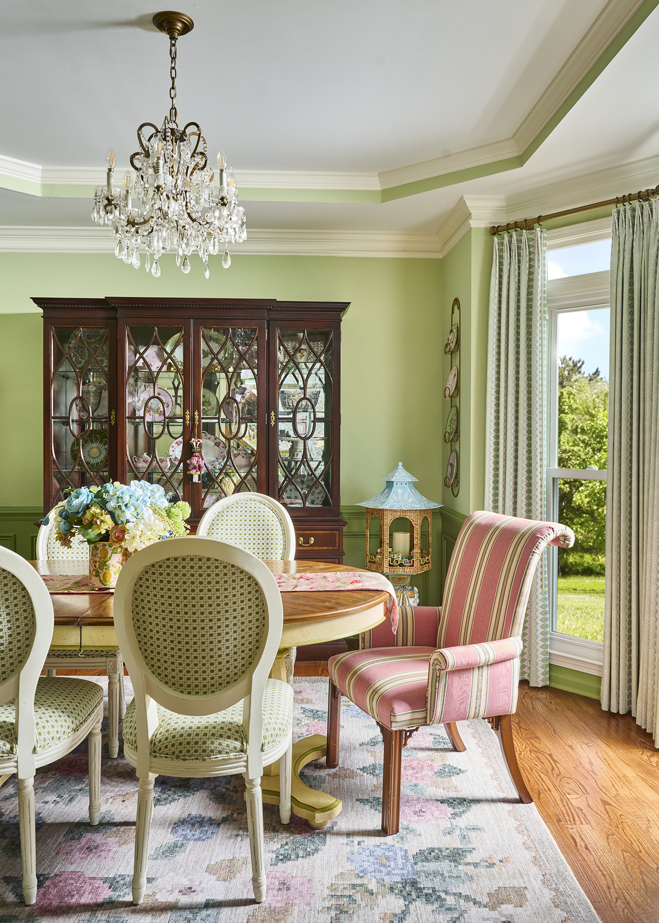 Dining Room — Crystal chandelier & china cabinet